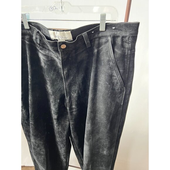 Black faux suede Pants By Virgola Uomo 40 100% Polyester Made In Korea - Picture 2 of 16